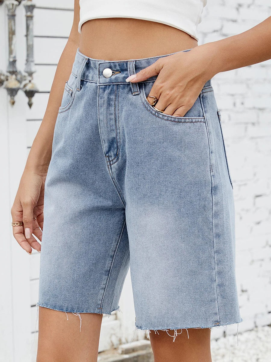 Distressed Frayed Hem Shorts